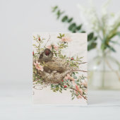 vogel in nestdierafdrukken briefkaart (Staand voorkant)