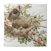  vogel in nestdierafdrukken tegeltje (Voorkant)