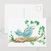 Vogel in nesten briefkaart (Voorkant / Achterkant)