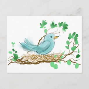 Vogel in nesten briefkaart