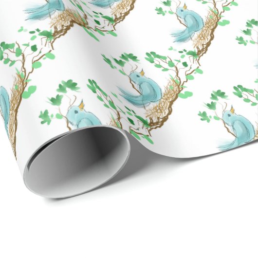 Vogel in nesten cadeaupapier (Rol Hoek)