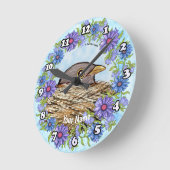 Vogel in nestklok ronde klok (Hoek)