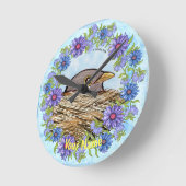 Vogel in nestklok ronde klok (Hoek)