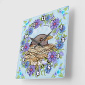 Vogel in nestklok vierkante klok (Hoek)