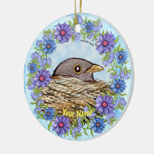 Vogel in nestornament keramisch ornament (Links)
