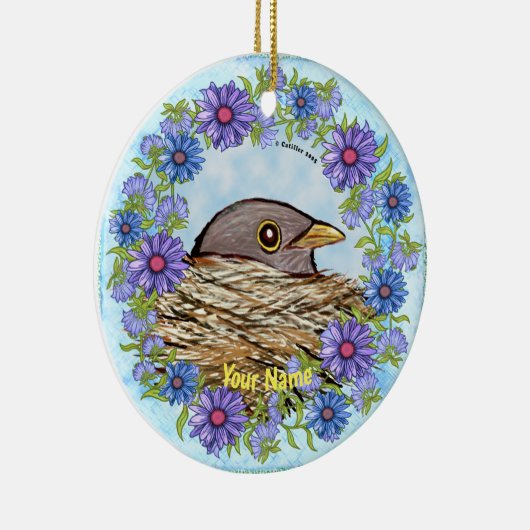 Vogel in nestornament keramisch ornament (Rechts)