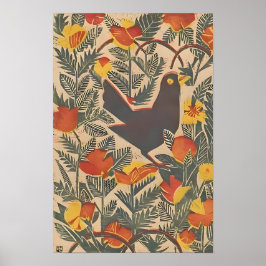 Vogel in oranje print