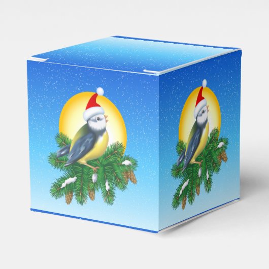 Vogel in Santa Hat Bedankdoosjes (Voorkant Zijde)