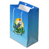 Vogel in Santa Hat Medium Cadeauzakje (Voorkant Gekanteld)