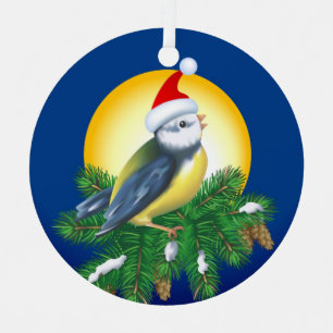 Vogel in Santa Hat Metalen Ornament