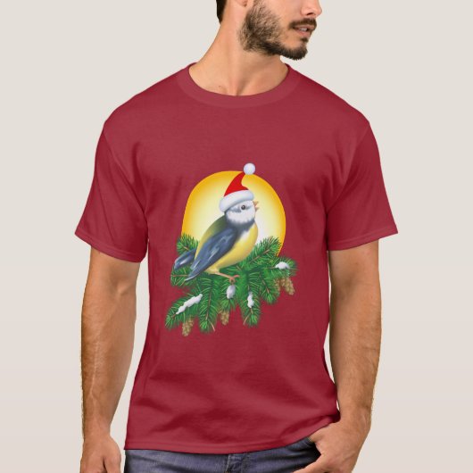 Vogel in Santa Hat T-shirt (Voorkant)