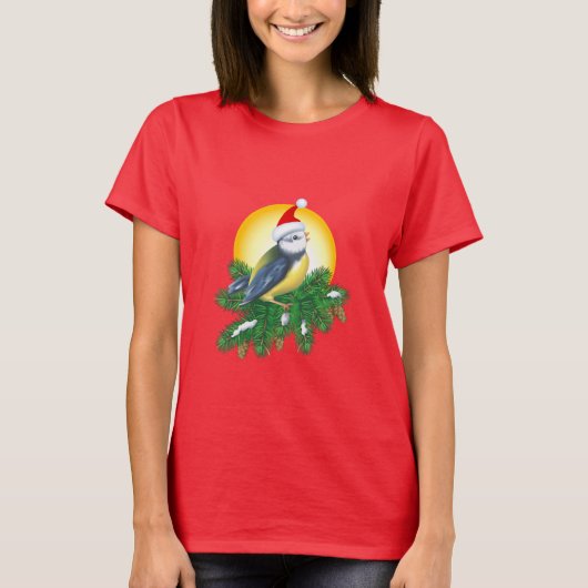 Vogel in Santa Hat T-shirt (Voorkant)
