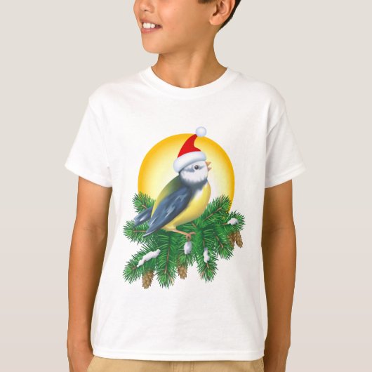 Vogel in Santa Hat T-shirt (Voorkant)