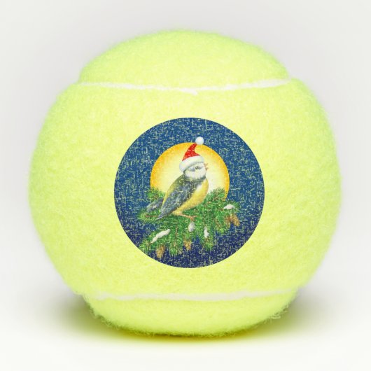 Vogel in Santa Hat Tennisballen (Voorkant)