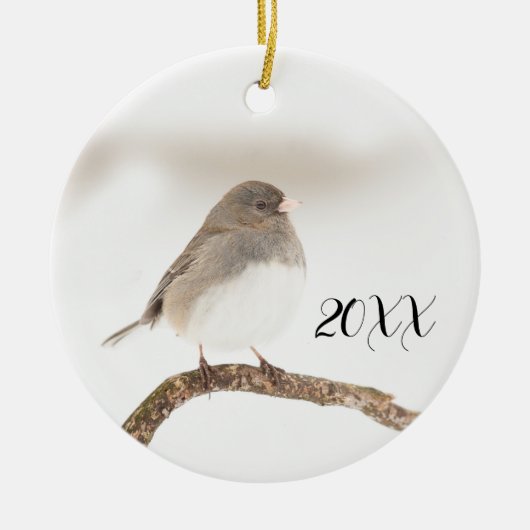 Vogel in sneeuw 2023 keramisch Ornament (Voorkant)