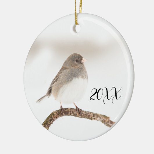 Vogel in sneeuw 2023 keramisch Ornament (Links)