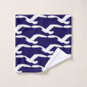 Vogel in Vliegbad Accessoire Marine Blauw Bad Handdoek (Wasdoekje)