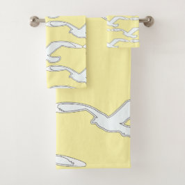 Vogel in vlucht badaccessoire geel    bad handdoek