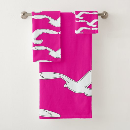 Vogel in vlucht badaccessoire heet roze bad handdoek (Insitu)