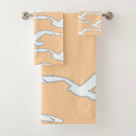 Vogel in vlucht badaccessoire perzik     bad handdoek