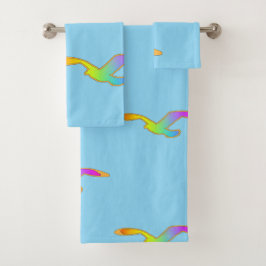 Vogel in vlucht herhaal het blauw bad handdoek