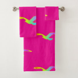 Vogel in vlucht Herhaal Hete Roze Bad Handdoek