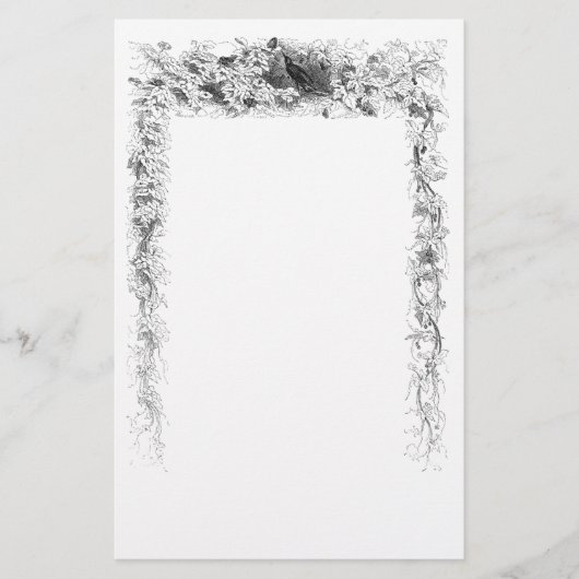  Vogel in wijnstok zwart-wit illustratie Briefpapier (Voorkant)