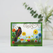 Vogel kijken grillige volkskunst briefkaart (Staand voorkant)