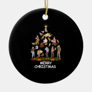 Vogel kijken Kerstboom Vrolijk Kerstfeest Keramisch Ornament