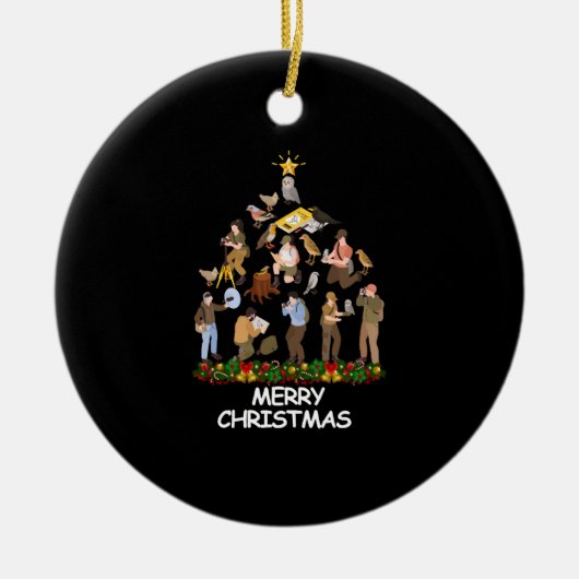 Vogel kijken Kerstboom Vrolijk Kerstfeest Keramisch Ornament (Voorkant)