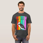 Vogel kijken Ornitholoog Retro Kleurrijke Puffin T-shirt (Voorkant volledig)