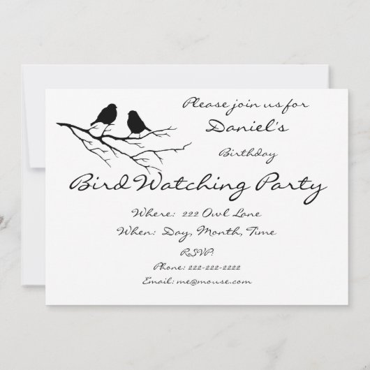 Vogel kijken Verjaardagsfeest Uitnodigen om aan te Kaart (Achterkant)