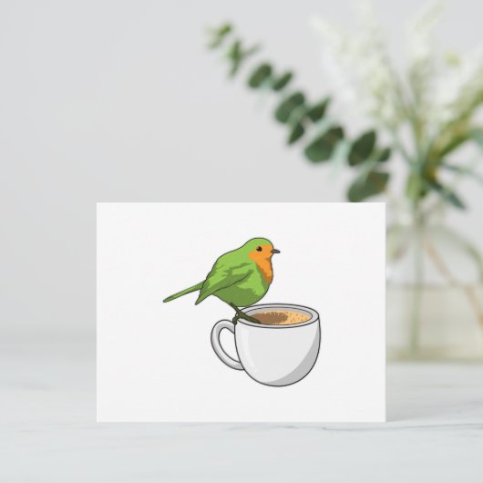 Vogel koffiekop briefkaart (Staand voorkant)