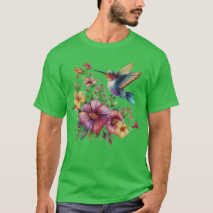 Vogel Kolibrie Bloemen Vrouwen Grappige vrienden T-shirt