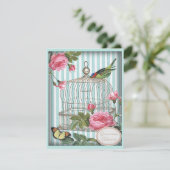  vogel, kooi, vlinder en Rozen Quinceanera Kaart (Staand voorkant)