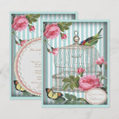  vogel, kooi, vlinder en Rozen Quinceanera Kaart (Voorkant / Achterkant)