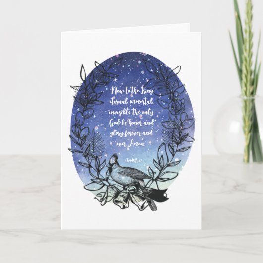Vogel, krans, aquarel Schriftuur Kunst Bedankkaart (Voorkant)