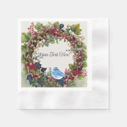 Vogel & krans papier servetten (Voorkant)