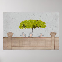 Vogel Kunst 3 Vogels in de regen