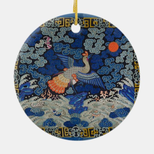 Vogel Kunstwerk Kuif Chinese borduurwerk kunstwerk Keramisch Ornament (Achterkant)