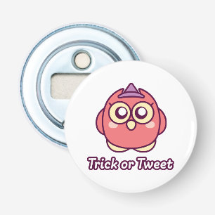 Vogel Liefhebber Halloween Schattige Uil Heks Button Flesopener