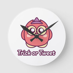 Vogel Liefhebber Halloween Schattige Uil Heks Ronde Klok