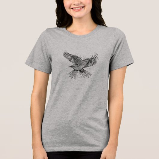 Vogel Lijn Kunst T-Shirt | Minimalistische Eén Lij (Voorkant)
