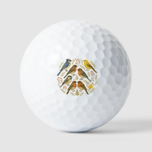 Vogel-Mandala – Heimische Singvögel Golfballen (Voorkant)