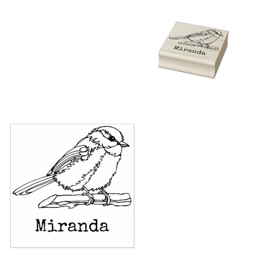 Vogel Mees Zangvogel Geborduurde Naam Rubberstempel (Gestempeld)