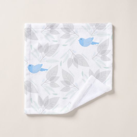 Vogel met bladeren van Floral Bad Handdoek (Wasdoekje)