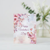 Vogel met bloemen en hart Valentijns's Groet Briefkaart (Staand voorkant)