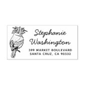 Vogel met bloemen | Naam Script & Retouradres Rubberstempel (Afrduk)