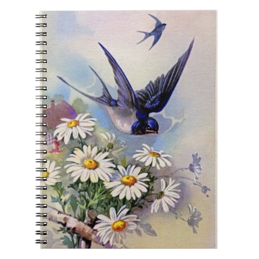  vogel met bloemen NoteBook Notitieboek (Voorkant)
