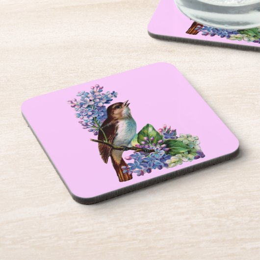  Vogel Met Bloemen Onderzetter Set (Linkerzijde)